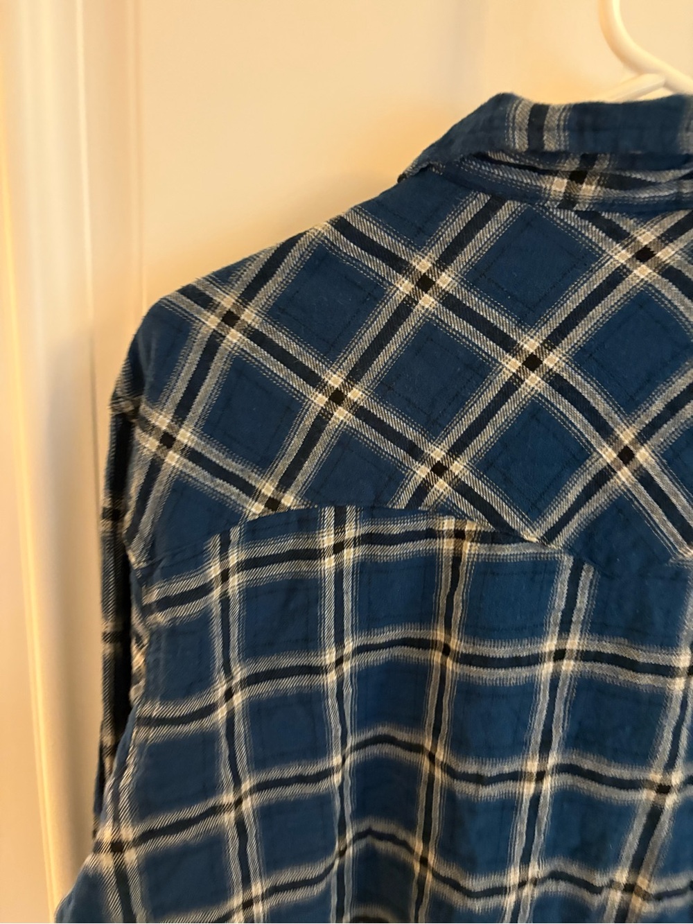 Wrangler Blue Plaid Pearl Button Snap Flannel Shirt - Picture 14 of 16